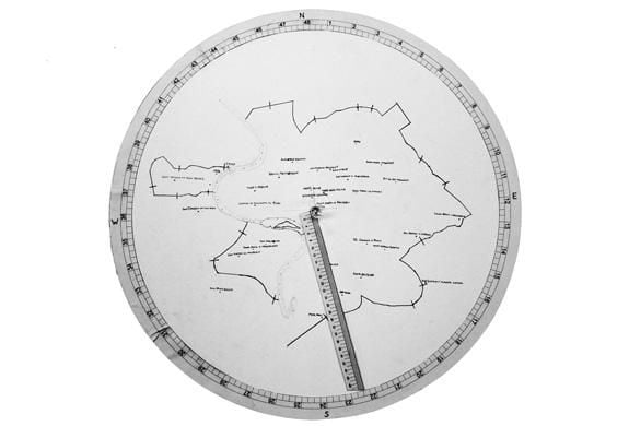 A recreation of Alberti’s map of Rome, using the coordinates set forth in Descriptio Urbis Romae