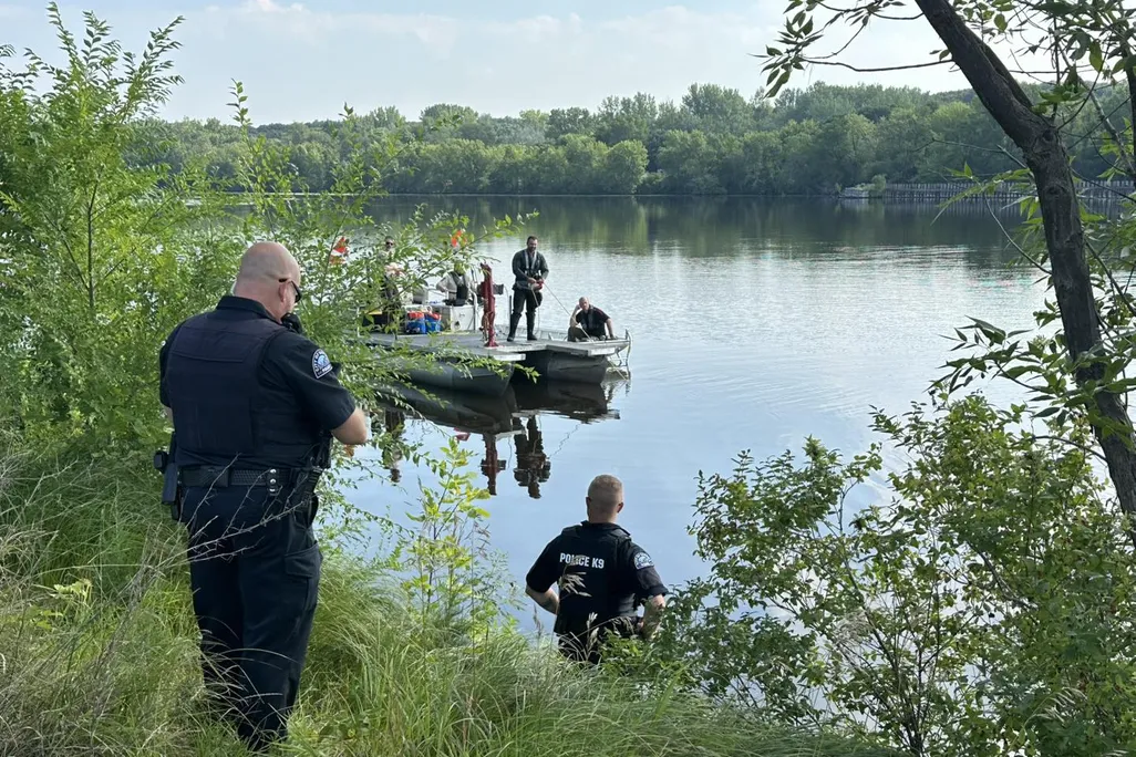 Police working on the river