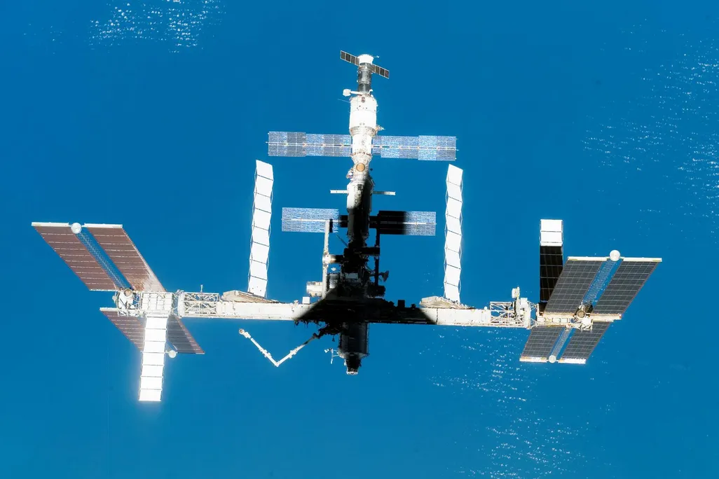 The International Space Station with a blue Earth in the background