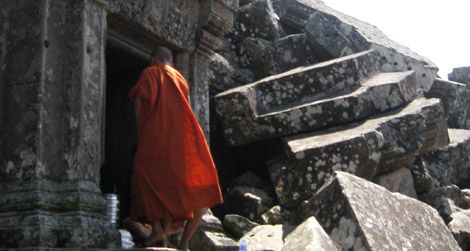 A Buddhist monk at Preah Vihear