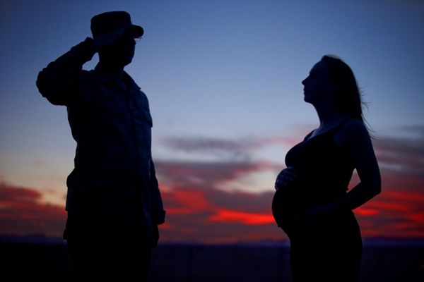 American Love Story - a soldier and his expecting wife thumbnail