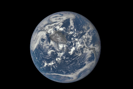 Satellite images of the Moon moving around the Earth