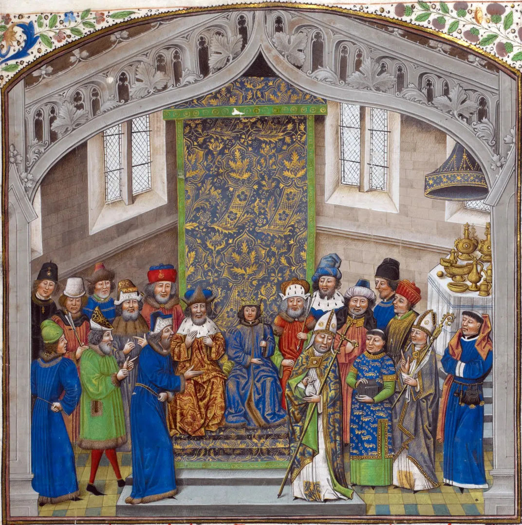 An illustration of Richard II's coronation in 1377, at age 10