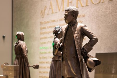 A statue of Benjamin Bannecker on view at the Smithsonian's National Museum of African American History and Culture, as seen in 2020