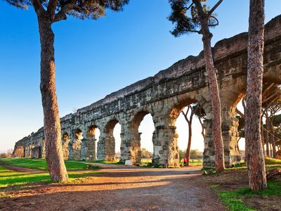 The Claudio Aqueduct was built in the 1st century along the Appian Way in Rome.