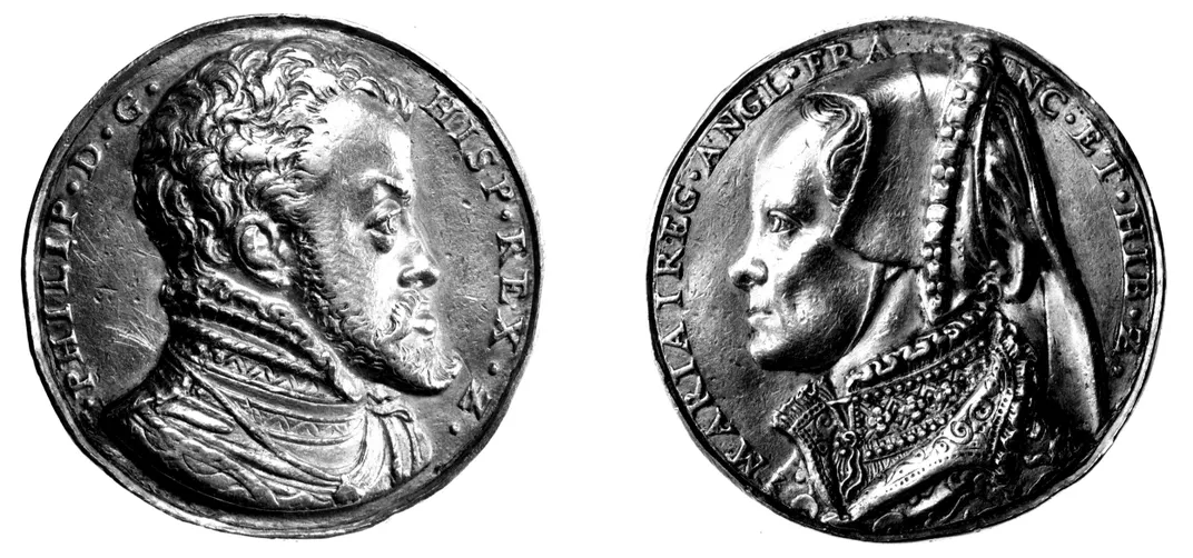 Portrait medals of Mary I of England and Philip II of Spain, 1555