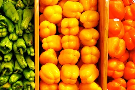 The many colors of bell peppers.