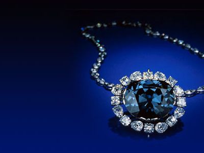 Jeweler Harry Winston donated the famous Hope Diamond&mdash;the largest-known deep blue diamond in the world&mdash;to the Smithsonian Institution in 1958. It arrived in a plain brown package by registered mail, insured for one million dollars. Surrounded by 16 white pear-shaped and cushion-cut diamonds and hanging from a chain with 45 diamonds, the rare gem attracts 6 million visitors a year to the Natural History Museum.