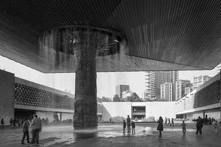 The courtyard at Mexico City's Museo Nacional de Antropología could be a good model for a socially distant lobby space in future museums.
