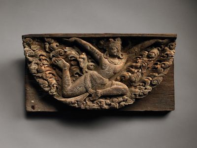 This 14th-century religious carving of a water spirit was part of a window decoration in a Kathmandu monastery.