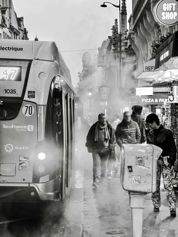 Steamy Paris sidewalk. thumbnail