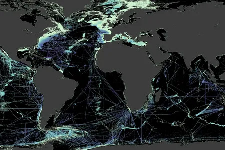 This image from Seabed 2030 shows how much of the seafloor has been mapped, with black areas representing places without data yet.