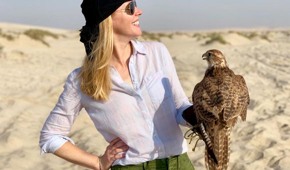 Television host Darley Newman explores falconry traditions in the desert of Qatar. She'll be speaking about Qatar at the Smithsonian on January 30. (Travels with Darley)
