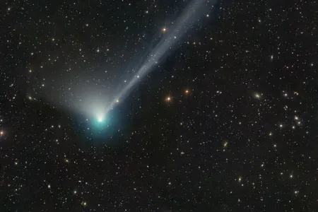 Comet C/2022 E3 (ZTF) viewed through a telescope on December 24, 2022. It will reach its nearest point to Earth in early February.