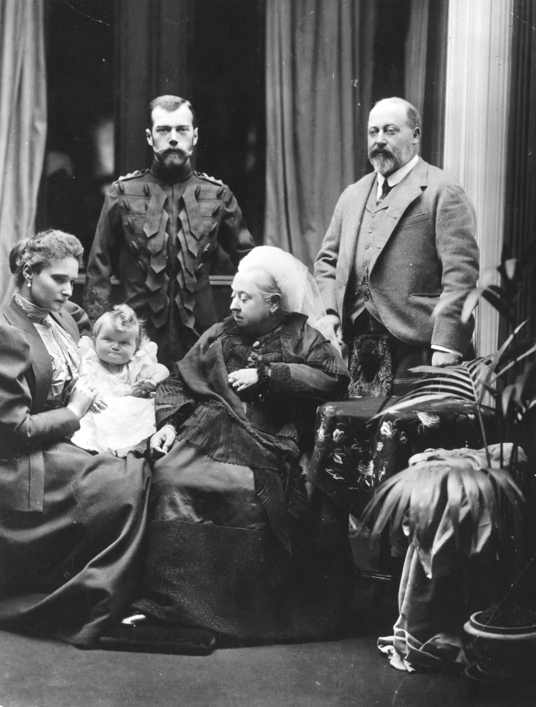 Nicholas, Alexandra and Olga with Queen Victoria at Balmoral Castle in Scotland in 1896