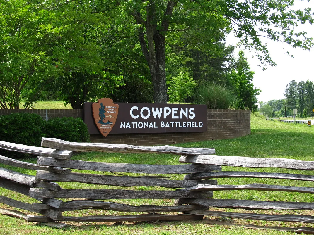 Welcome sign at Cowpens National Battlefield