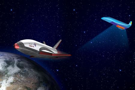 An artist's rendering of the Indian Space Research Organization's prototype Reusable Launch Vehicle.