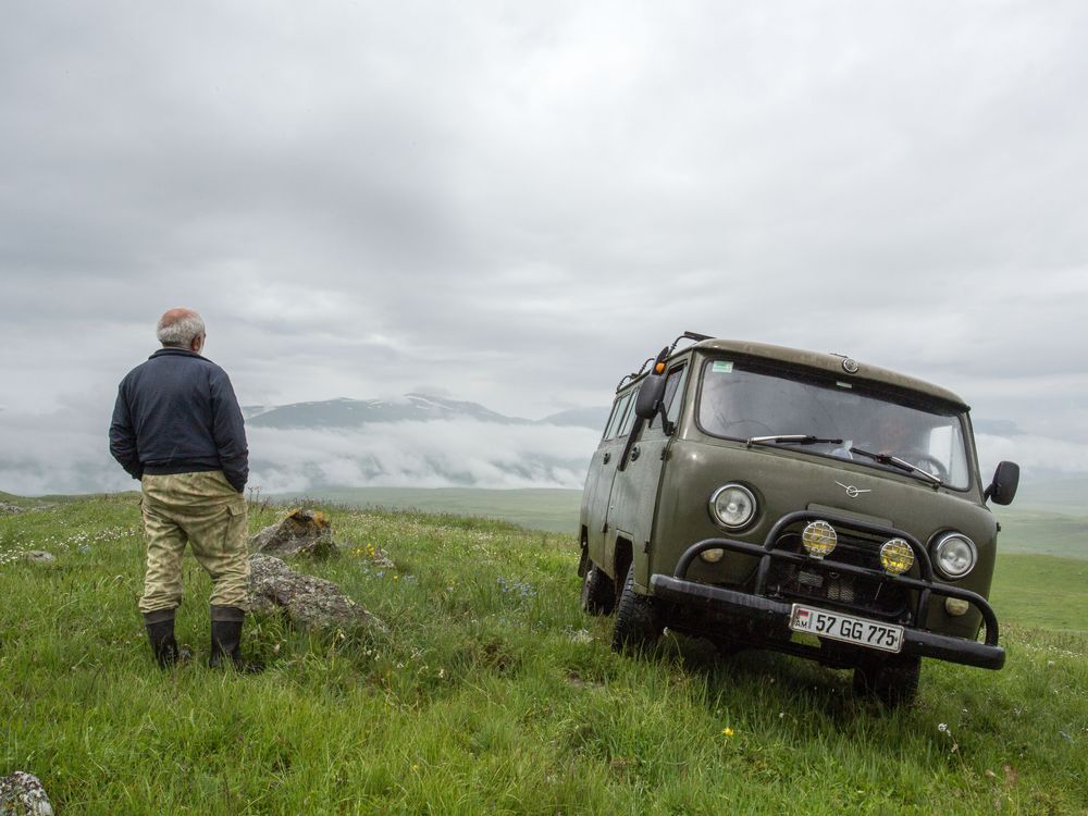 Sasun, a local guide, takes in the view of Mount Ughtasar. (My Armenia Program)