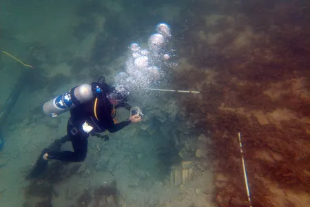 Marine archeologist Andreas Kallmeyer Bloch documents the shipwreck.