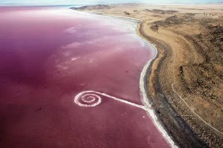 Robert Smithson created&nbsp;Spiral Jetty on Utah&#39;s Great Salt Lake in 1970.