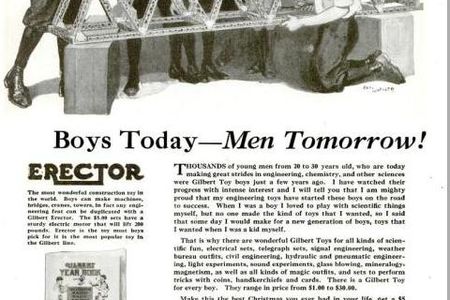 Print advertisement for Erector Set, circa 1922