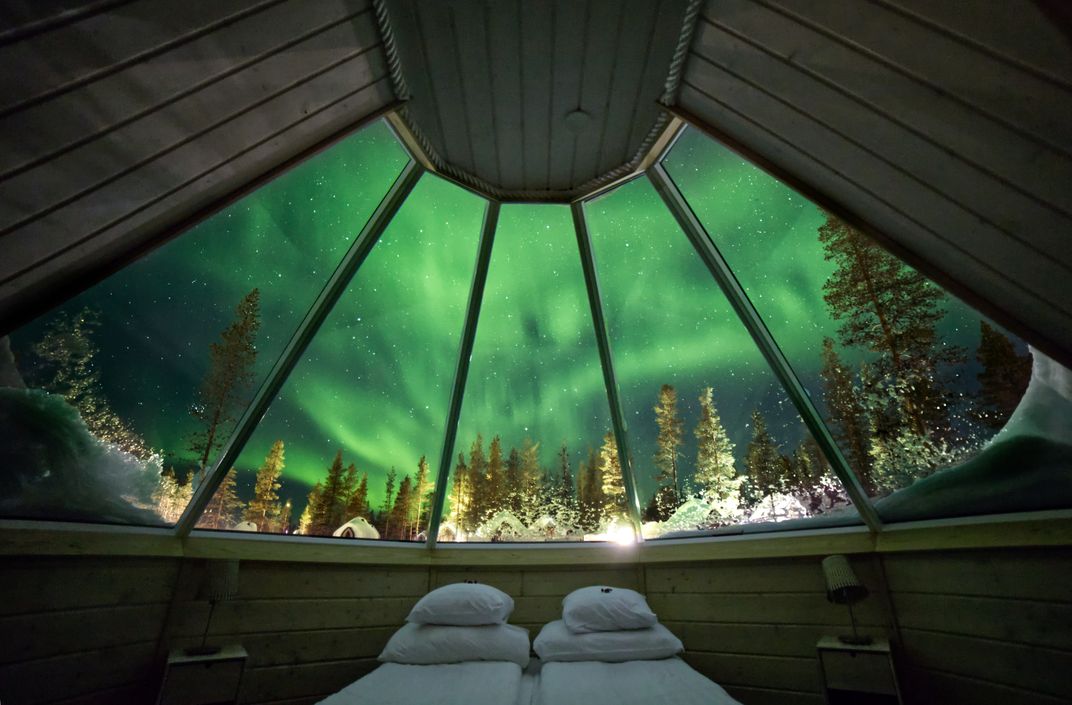Accommodations with panoramic windows for viewing the northern lights