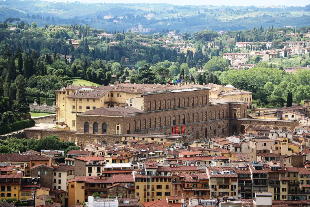The Pitti Palace, with Boboli Gardens in the background