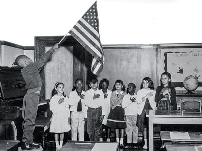 Chicago schoolkids pledge allegiance in 1963.