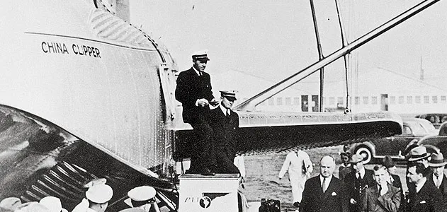 Thousands watched the China Clipper as it set off on the first trans-Pacific airmail flight on November 22, 1935.