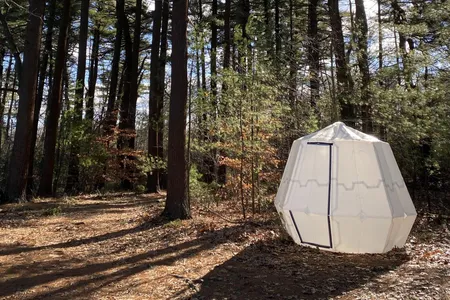 An origami-inspired tent had to be flexible enough to inflate, but sturdy enough to withstand the elements.