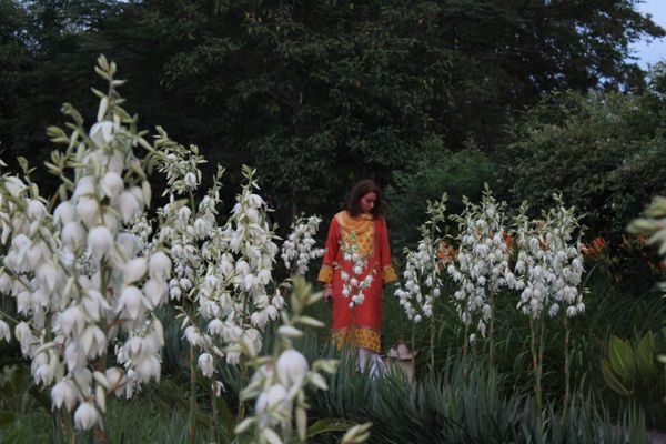 Girl among the overturned tulips thumbnail