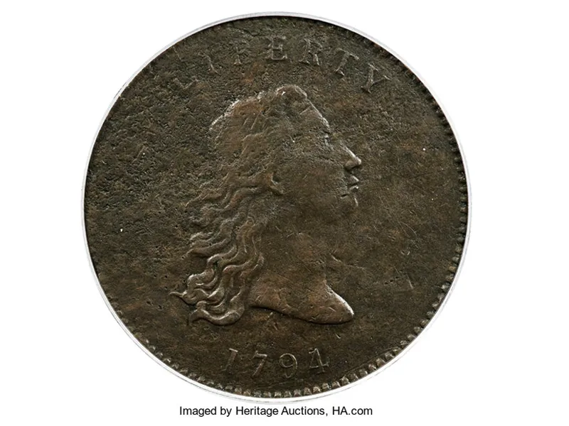 Copper "No Stars Flowing Hair" dollar
