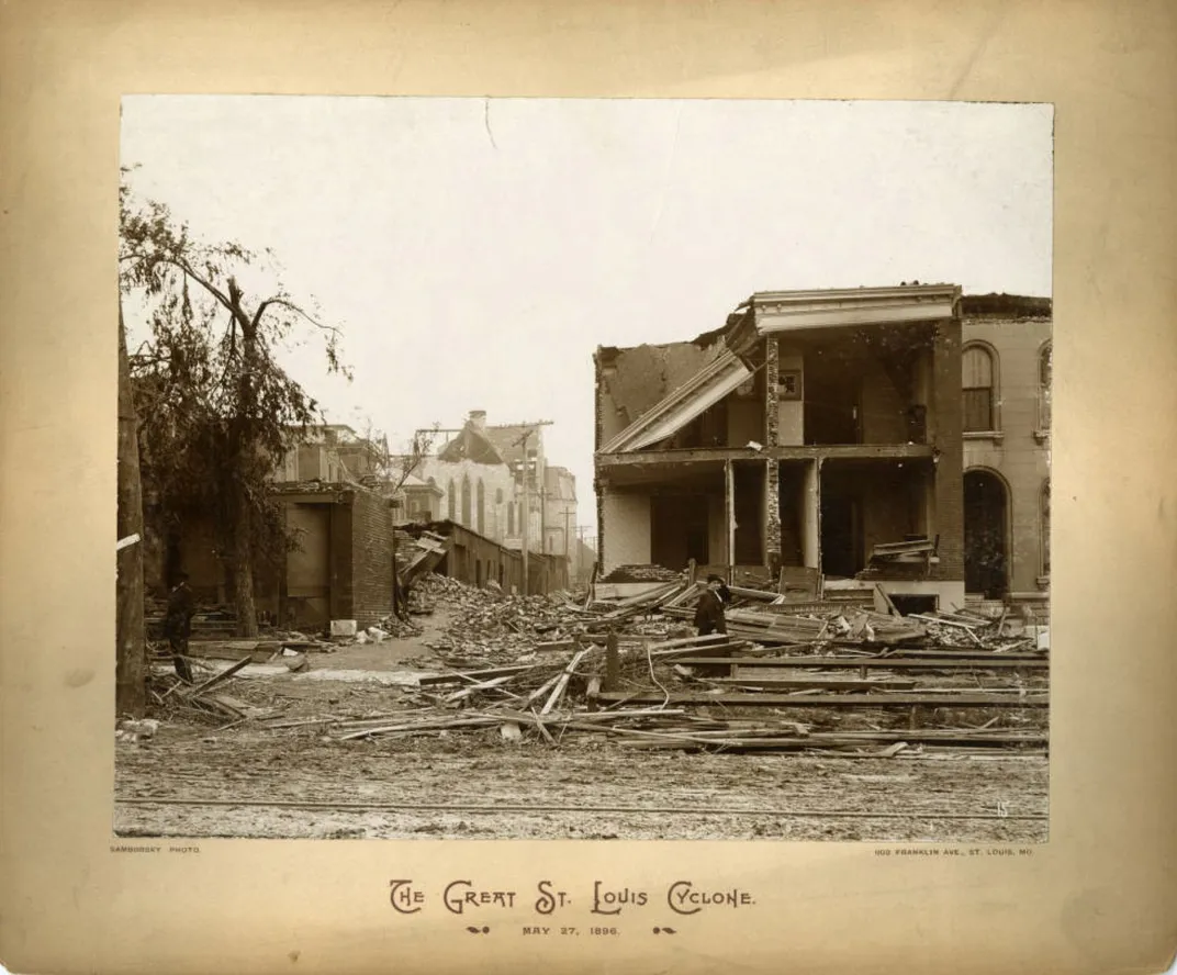 The ruins of a building destroyed by the Great Cyclone of 1896