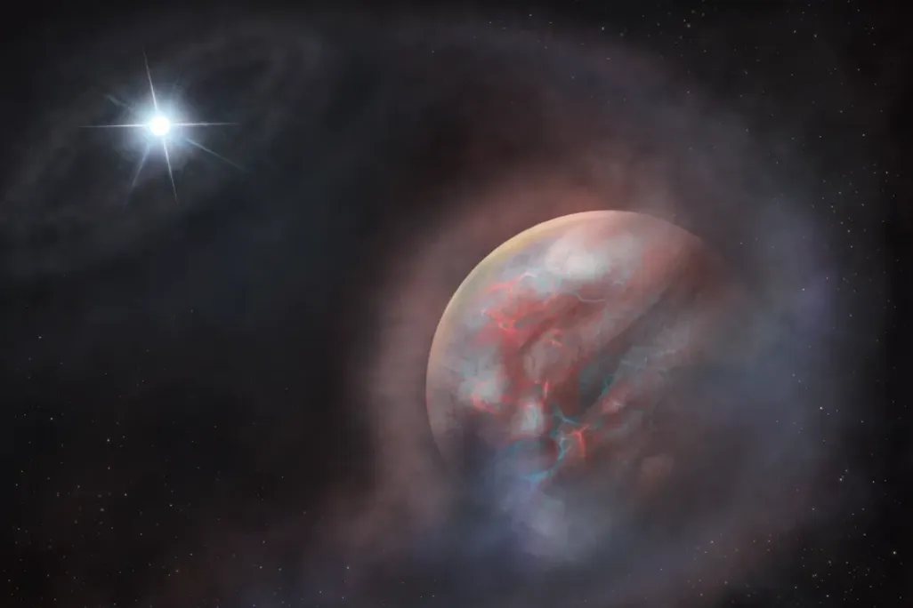 a dusty planet with a star in the background