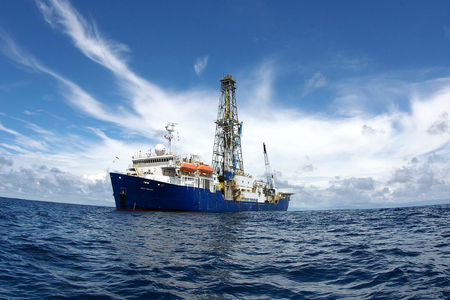 The JOIDES Resolution in 2012 off the coast of Costa Rica, on an expedition to understand how earthquakes form