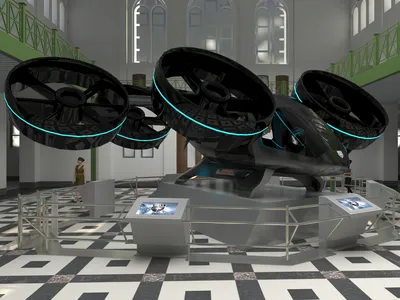 An artist’s rendering of the Bell NEXUS on display in the Smithsonian Arts & Industries Building on the National Mall.
