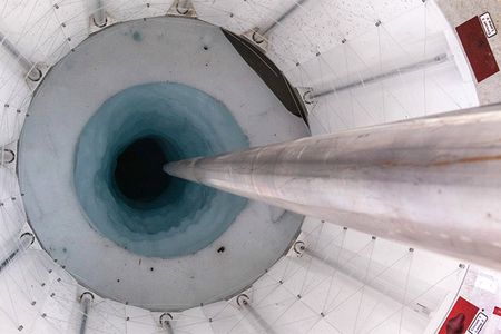 Researchers drilled into the depths of Lake Mercer with a pencil-sized nozzle that sprayed hot water