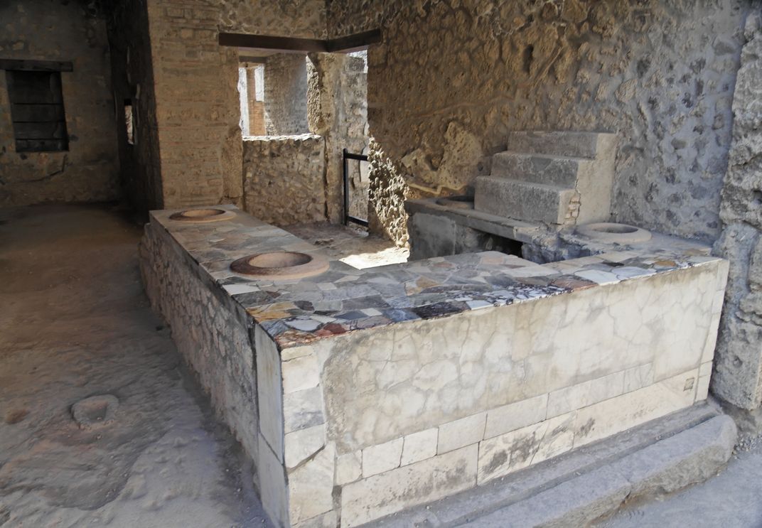 Food counter at a cafe in ancient Pompeii