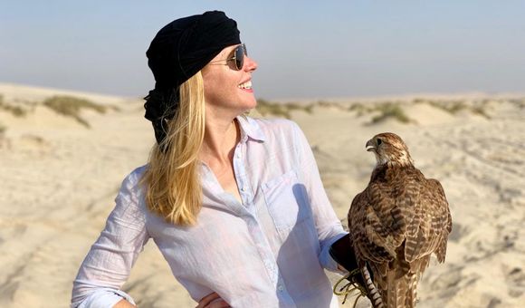 Television host Darley Newman explores falconry traditions in the desert of Qatar. She'll be speaking about Qatar at the Smithsonian on January 30. (Travels with Darley)
