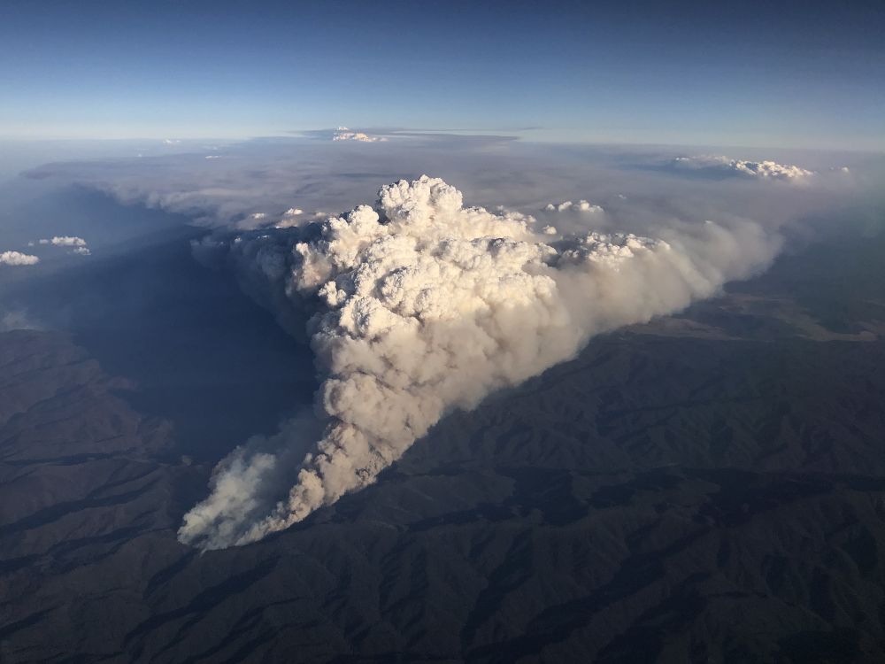 Aerial view of white smoke