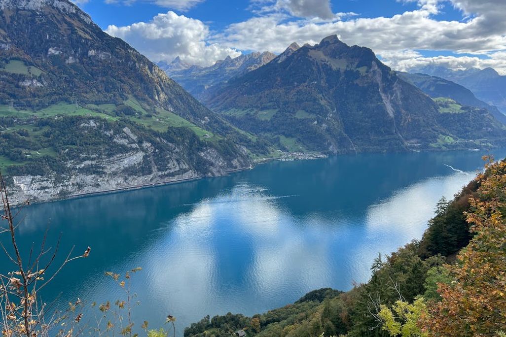 Overhead view of Lake Lucerne in Switzerland