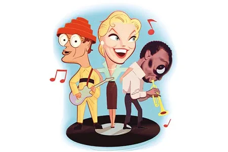 Doris Day, Miles Davis and Devo all share the stage in the form of old vinyl LPs on the author's shelf.