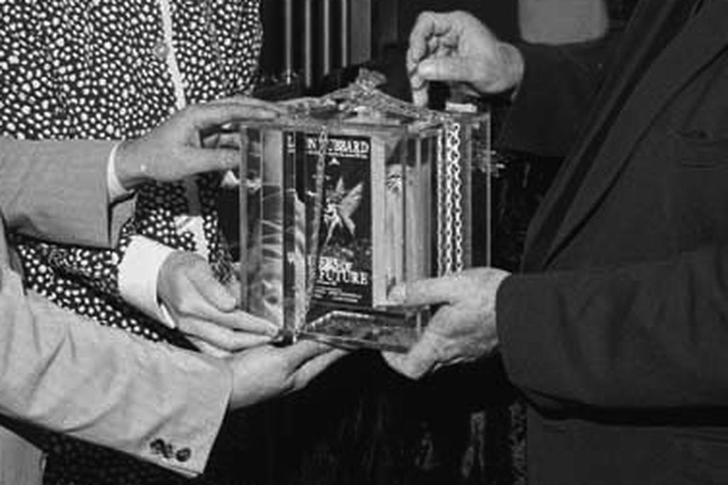 The 1987 L. Ron Hubbard Writers of the Future time capsule placed in a bank vault