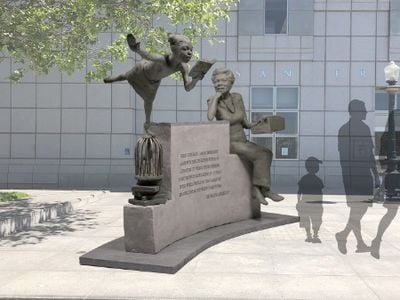 "The Gift of Literature" by Jules Arthur Arts is one of the three proposals for the sculpture honoring Maya Angelou at the San Francisco Main Library.