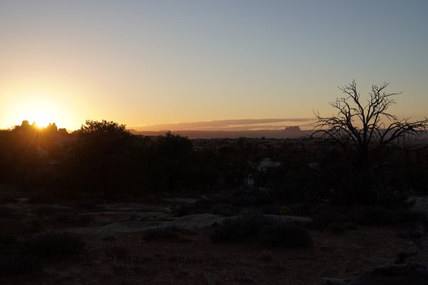 Desert silhouettes at dusk while hiking through Cayonlands thumbnail