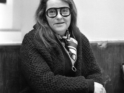 Katherine "Kate" Murray Millett in Milan, Italy, in 1975.