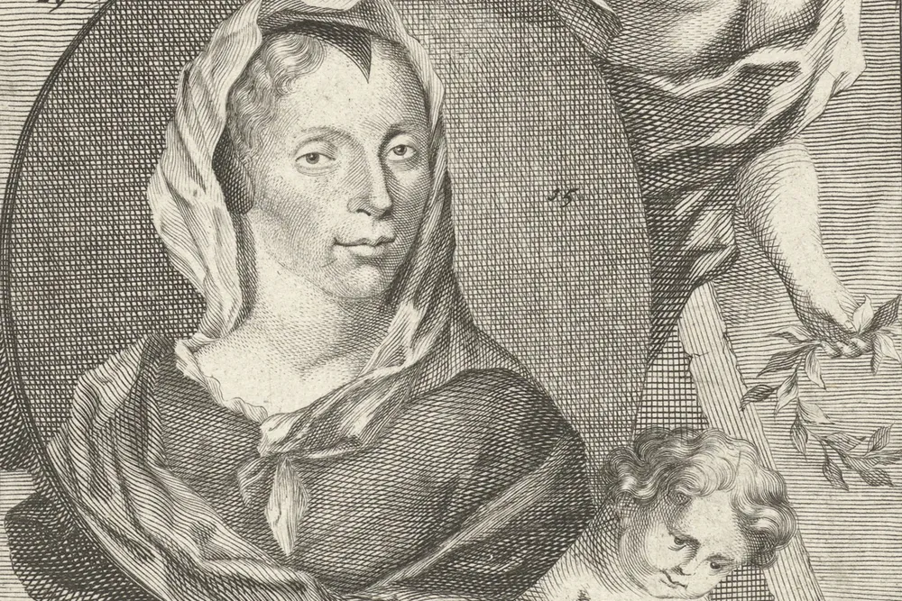 A portrait of Johanna Koerten, whose "thread painting" for the wife of Holy Roman Emperor Leopold I sold for more money than Rembrandt's The Night Watch​​​​​​​