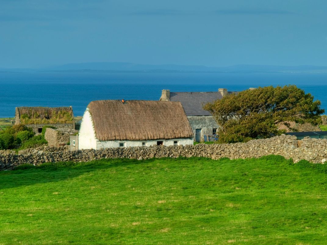 Traditional thatched cottage amid the landscape