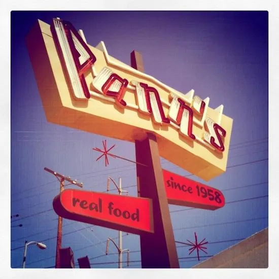 Sign for Pann’s restaurant in Los Angeles, built in 1958 (Matt Novak, 2011)