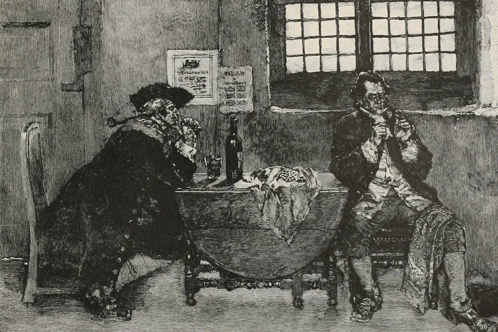 An 1887 engraving of Avery selling jewels following his escape from the authorities